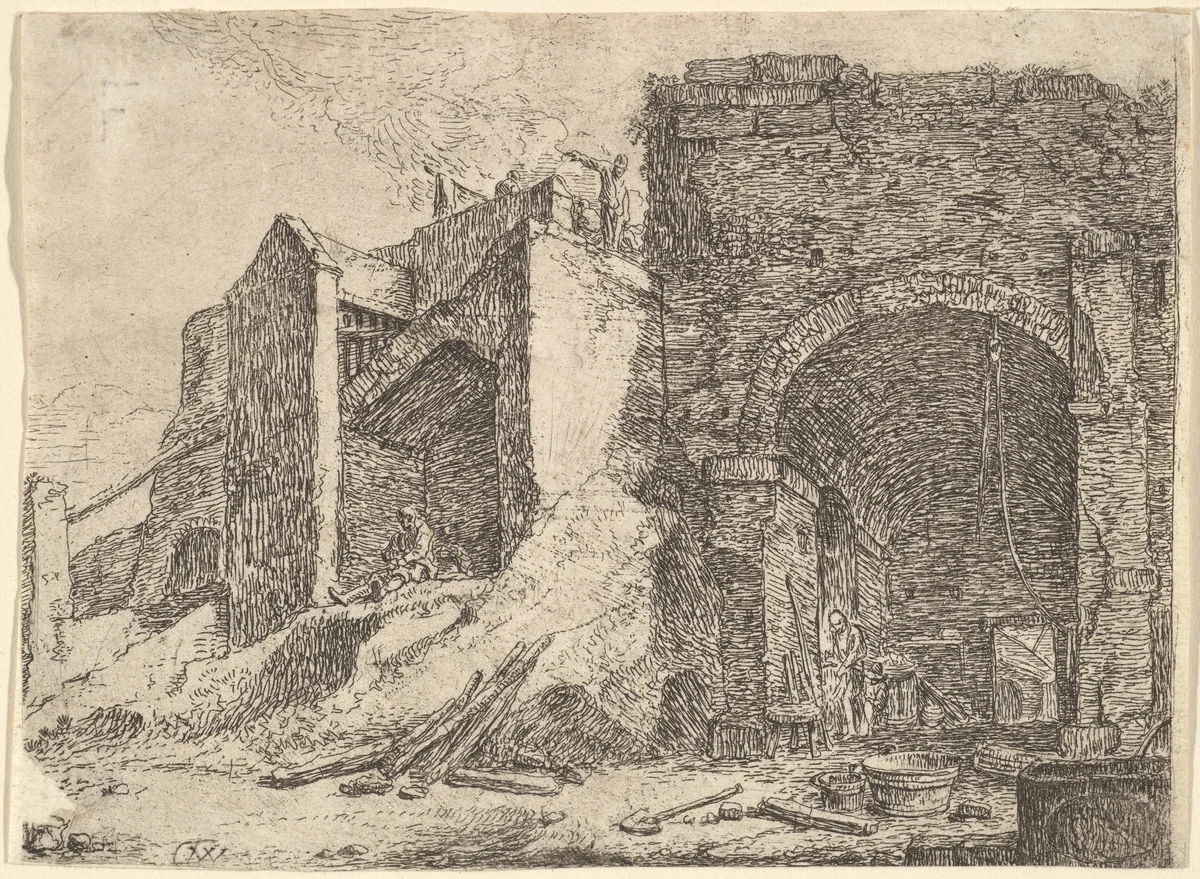 The Forge by Thomas Wijck, print, 1616-1677