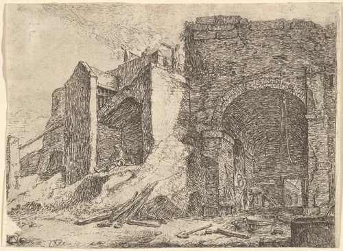 The Forge by Thomas Wijck, print, 1616-1677