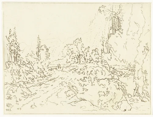 Bergachtig landschap by Anthonie van den Bos, print, 1778-1838