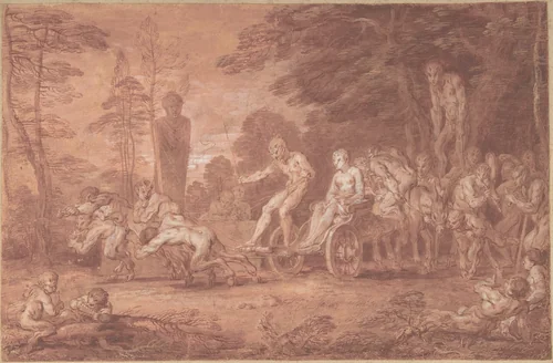 The Stalled Procession by Claude Gillot, drawing, 1673-1722