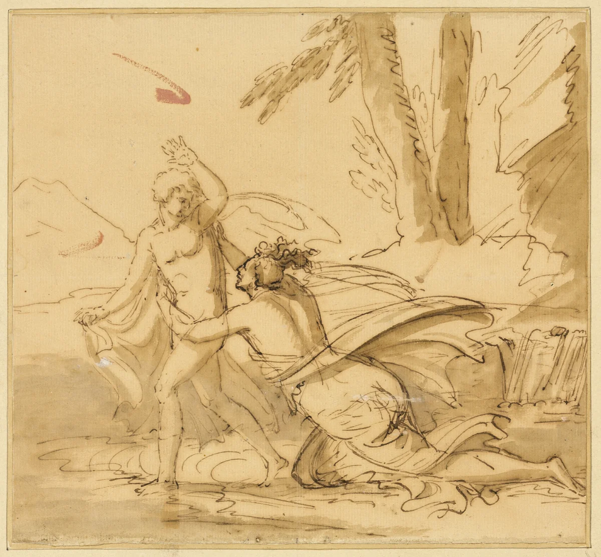 Joseph and Patiphar's Wife by Benjamin West, drawing, 1758-1820