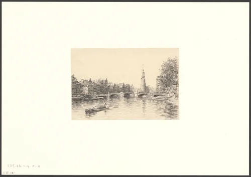 Gezicht op de Amstel by anonymous, drawing, 1850-1950