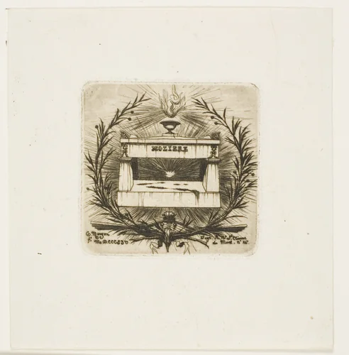 Molière's Tomb, Père-Lachaise Cemetery, Paris by Charles Meryon, print, 1854