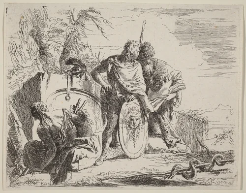 Young Soldier with Philosopher and Seated Woman by Giovanni Battista Tiepolo, print, 1785