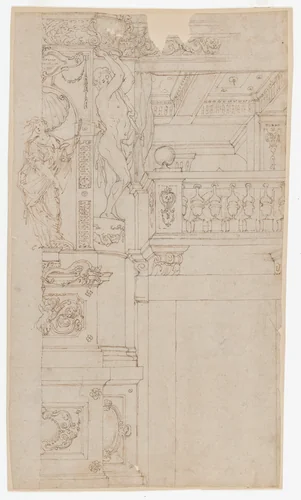 Studies for the trompe-l’oeil decorations of Palazzo Ducale (Palazzo Pitti), Florence by Agostino Mitelli, drawing, 1636-1641