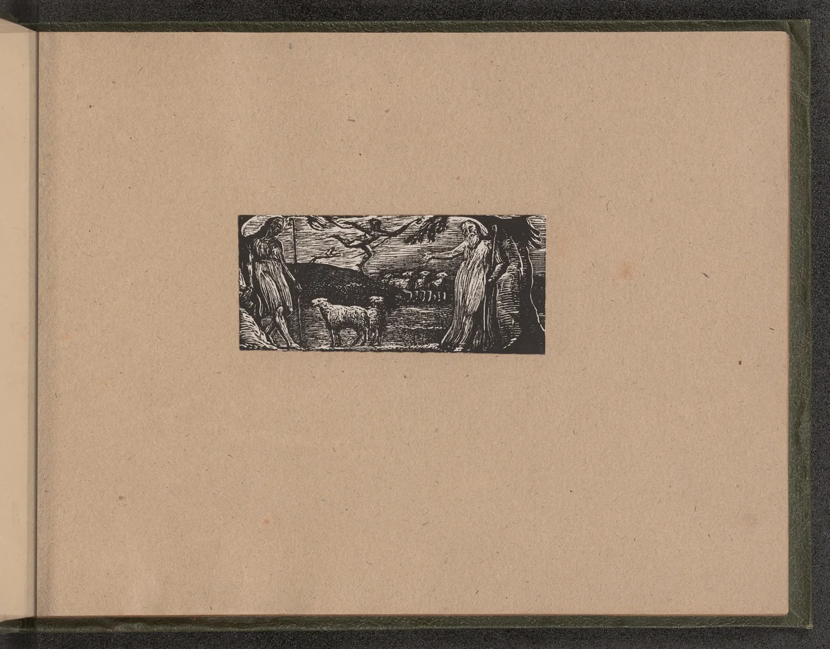 Thenot Remonstrates with Colinet, Lightfoot in Background by William Blake, print, 1821