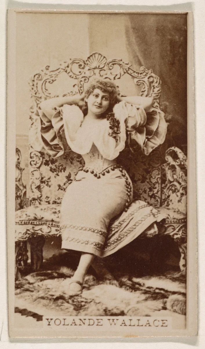 Yolande Wallace, from the Actresses series (N245) issued by Kinney Brothers to promote Sweet Caporal Cigarettes by Kinney Brothers Tobacco Company, photograph, 1890