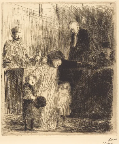 La sortie de l'audience (1ère planche) (Coming Out of the Hearing) (first plate) by Jean-Louis Forain, print, 1909