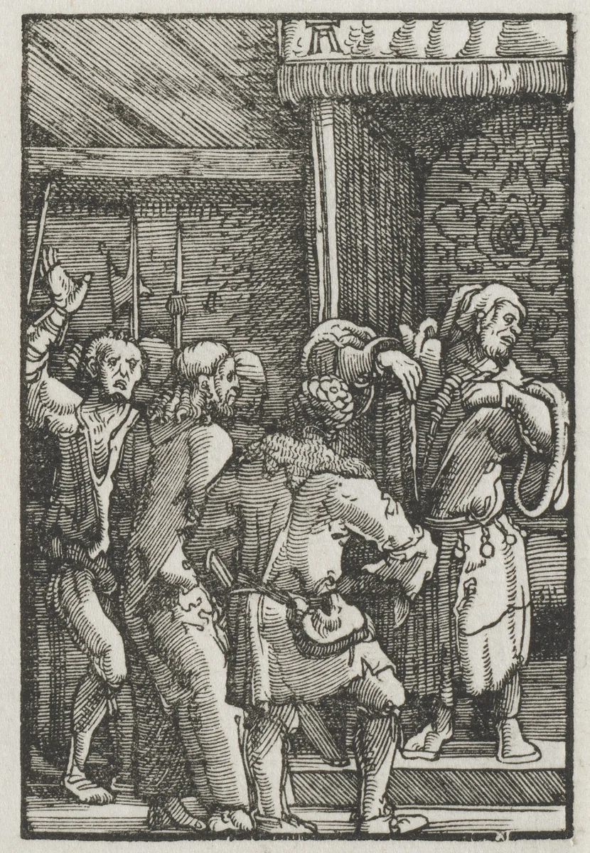 The Fall and Redemption of Man: Christ before Caiaphas by Albrecht Altdorfer, print, 1510-1520