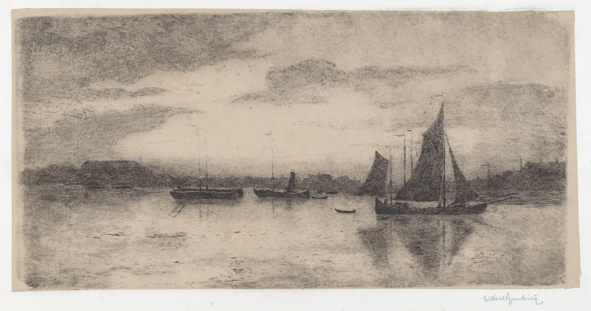 Antwerp: Sunset [Anversa: Tramonto] by Vittore Grubicy, print, 1893-1894