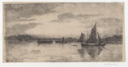 Antwerp: Sunset [Anversa: Tramonto] by Vittore Grubicy, print, 1893-1894