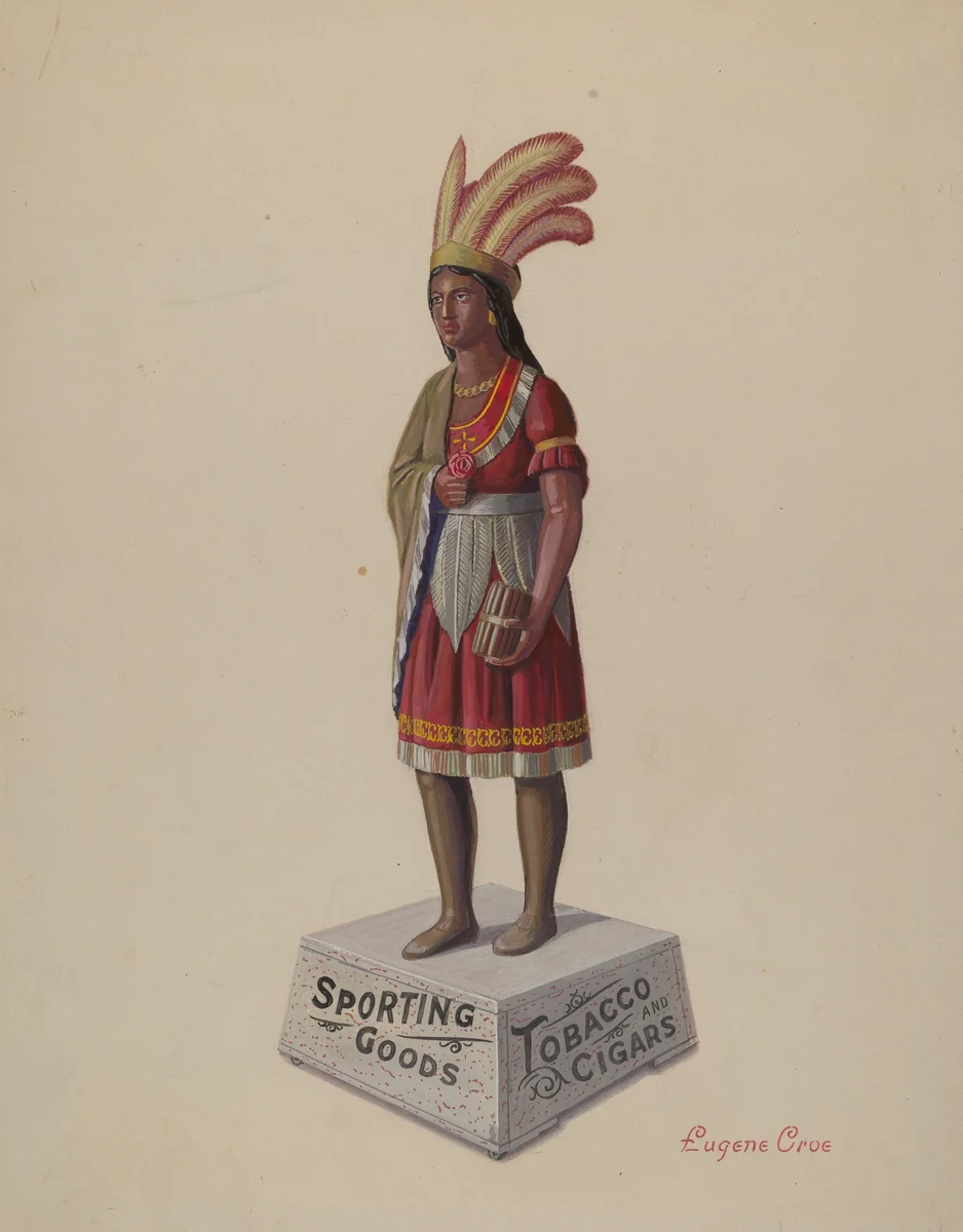 Cigar Store Indian by Eugene Croe, index of american design, 1936