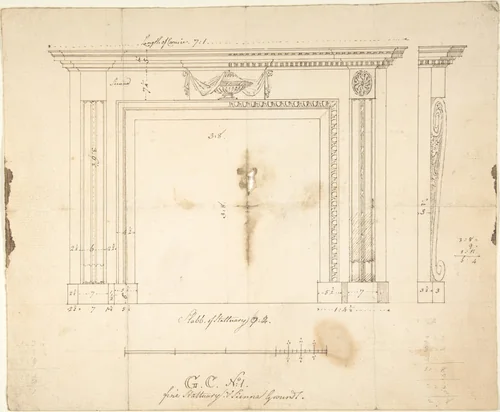 Design for a Chimneypiece by Sir William Chambers, drawing, 1740-1800