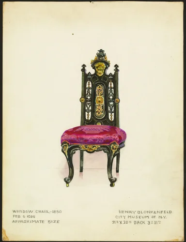 Window Chair (one of a pair) by Henry Blonkenfeld, index of american design, 1936