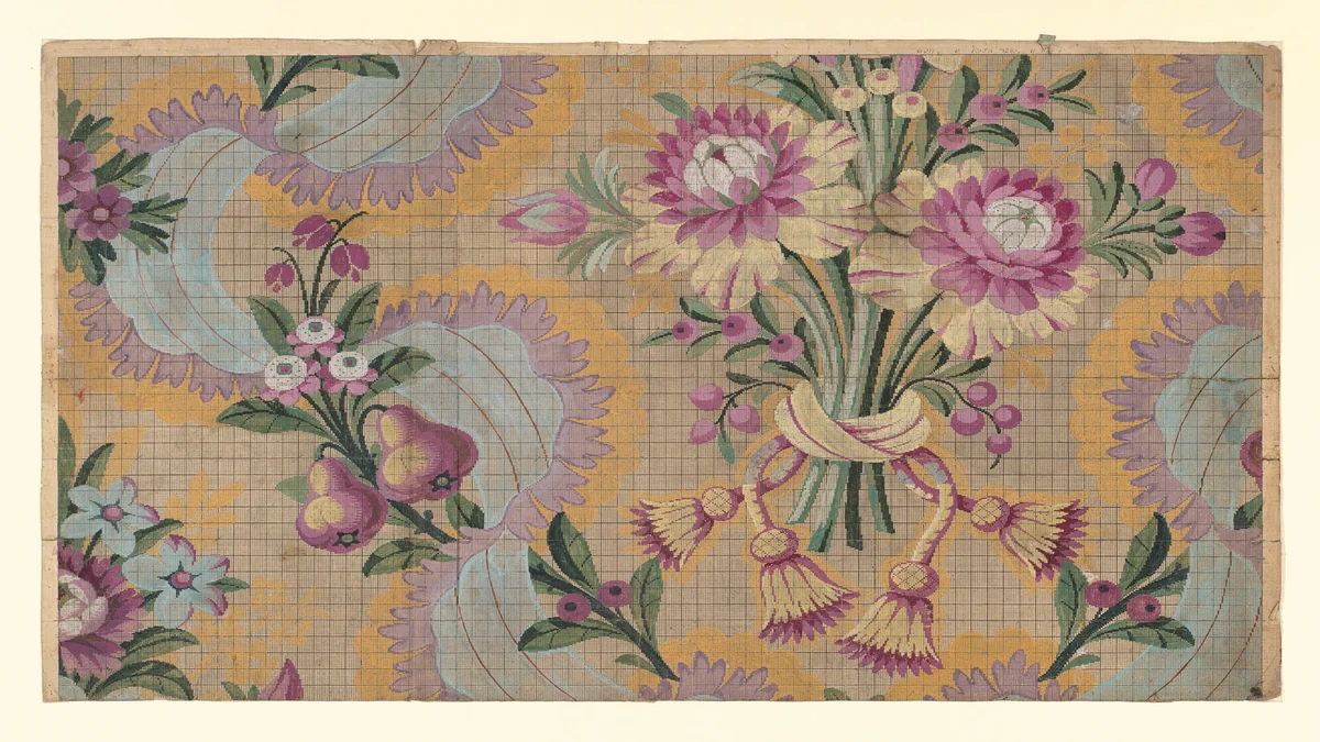 Mise-en-carte (Point-paper) by J Bt Clere and Germain Frères, textile, 1787