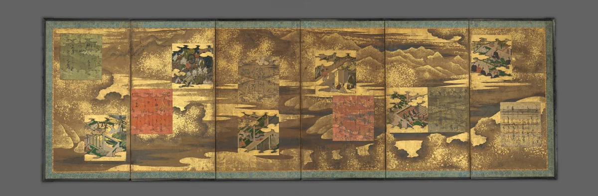 Scenes and Calligraphic Excerpts from The Tale of Genji by Tosa School, painting, 1600-1633