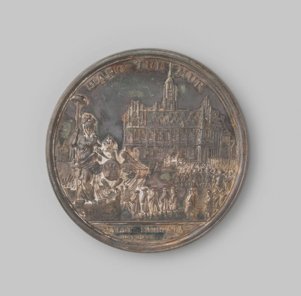 Oproer te Middelburg, door de schutterij gedempt by Jacob van Dishoecke, metalwork, 1704