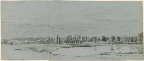 Extensive Landscape with a Pond by William Turner, drawing, 1789-1862