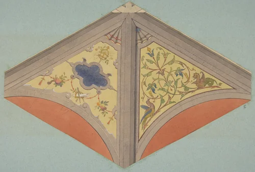 Designs for the painted decoration of a vaulted ceiling by Jules-Edmond-Charles Lachaise, drawing, 1830-1897