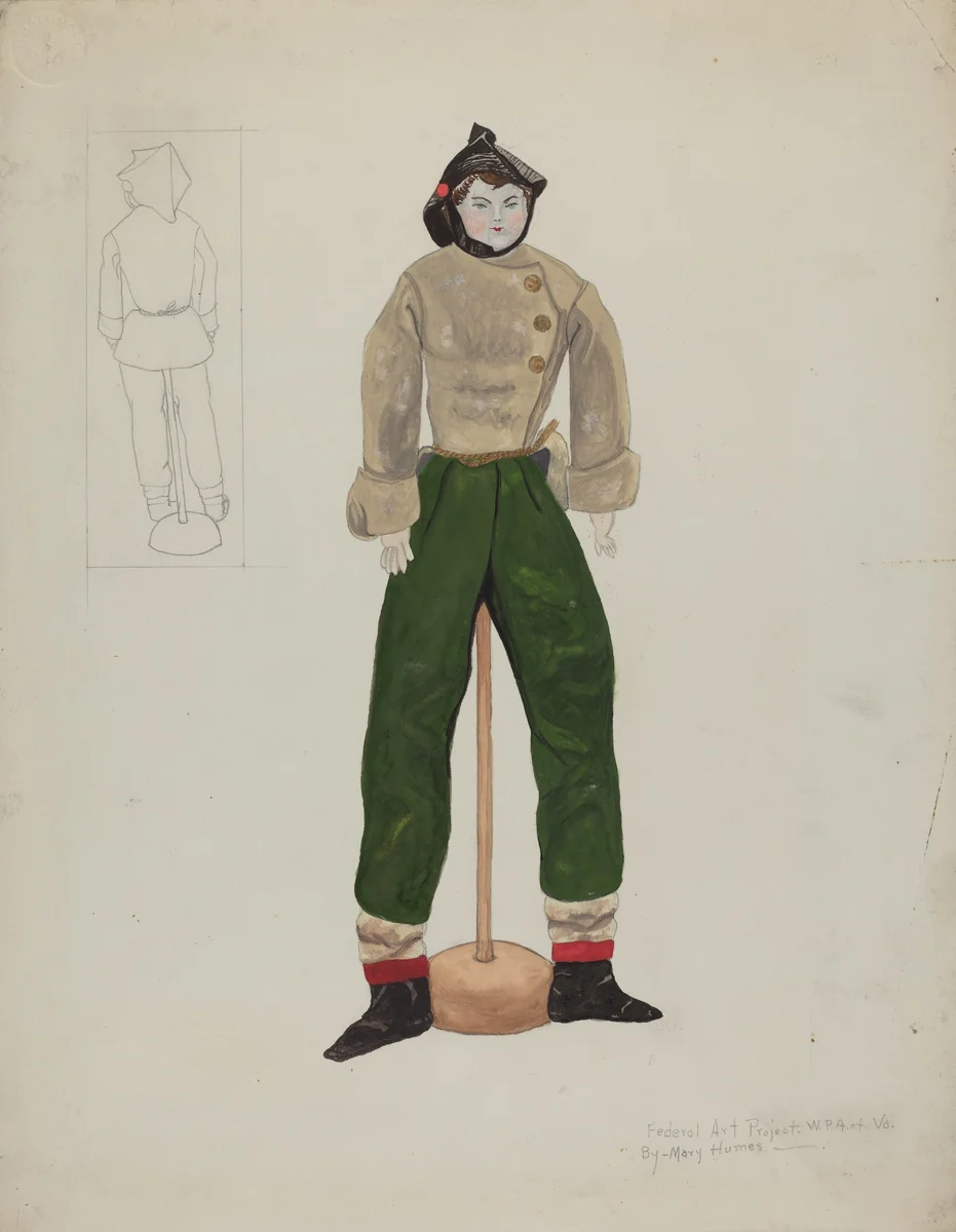 Doll and Costume by Mary E. Humes, index of american design, 1936