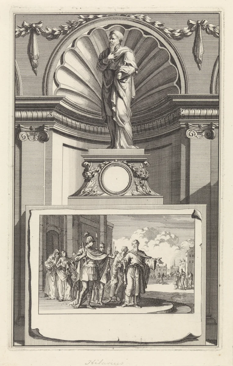 H. Hilarius van Poitiers, kerkleraar by Jan Luyken, print, 1698