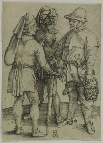 Three Peasants in Conversation by Albrecht Dürer, print, 1492-1502