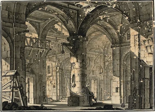 Prison Scene by Vincenzo dal Re, drawing, 1737-1762