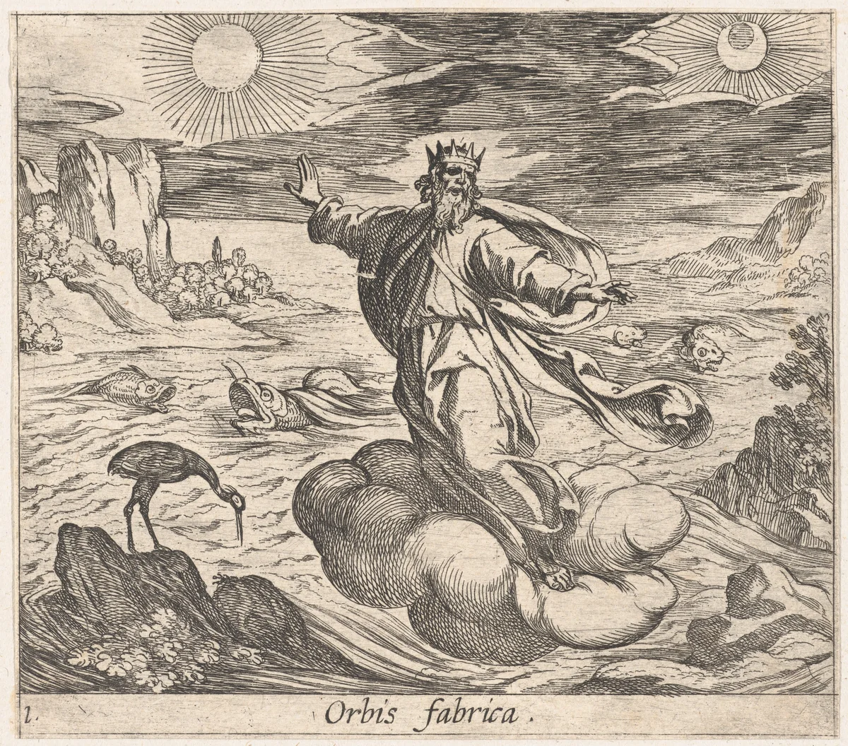Plate 1: The Creation of the World (Orbis fabrica), from Ovid's 'Metamorphoses' by Antonio Tempesta, print, 1606