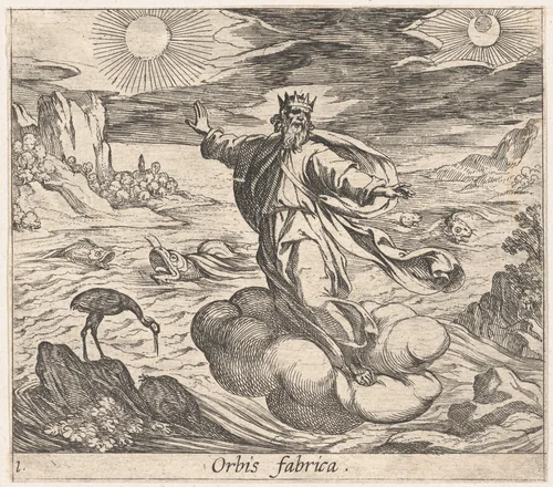 Plate 1: The Creation of the World (Orbis fabrica), from Ovid's 'Metamorphoses' by Antonio Tempesta, print, 1606