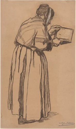 Woman Reading by Alfred Stevens, drawing, 1823-1906