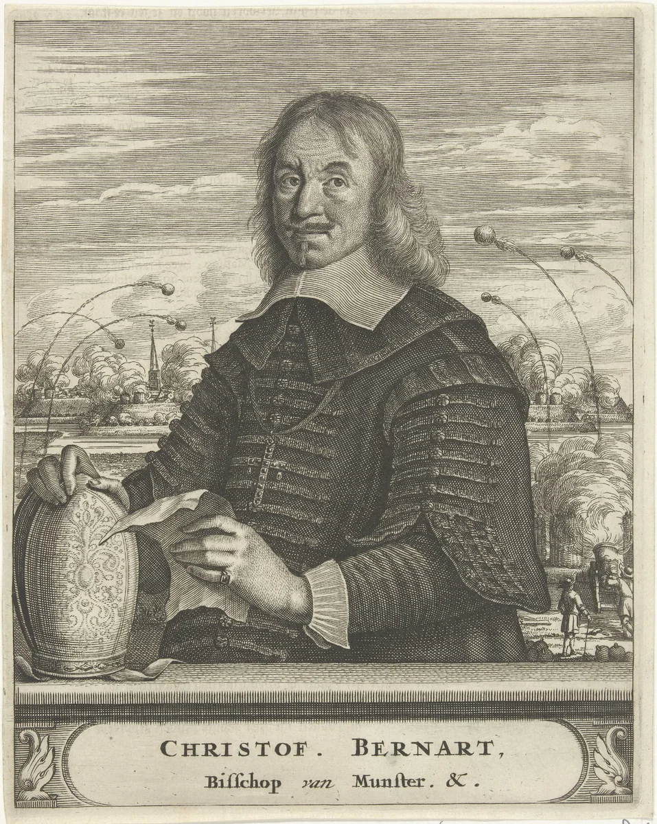 Portret van Christoph Bernhard von Galen, bisschop van Münster by Christiaan Hagen, print, 1675