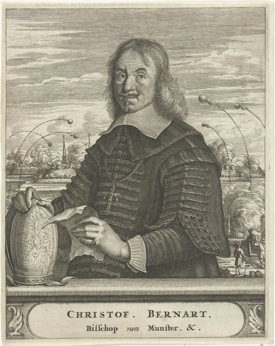 Portret van Christoph Bernhard von Galen, bisschop van Münster by Christiaan Hagen, print, 1675