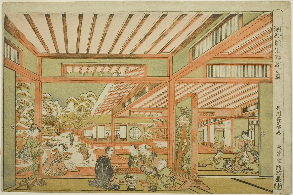 Snow-Viewing Entertainment by Utagawa Toyoharu, print, 1766-1776