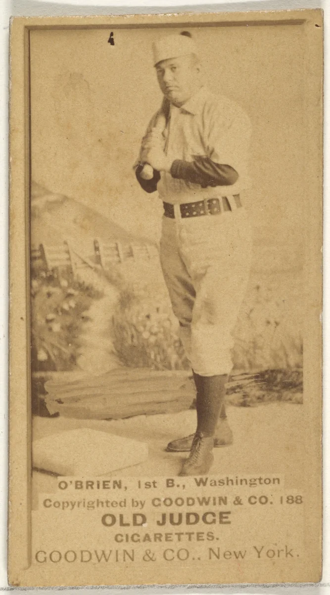 William Smith "Billy" O'Brien, 1st Base, Washington Nationals, from the Old Judge series (N172) for Old Judge Cigarettes by Goodwin & Company, photograph, 1887-1890