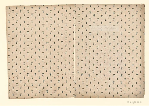 Blad met strooipatroon van steel met vruchtje in puntenfond by anonymous, other, 1750-1900