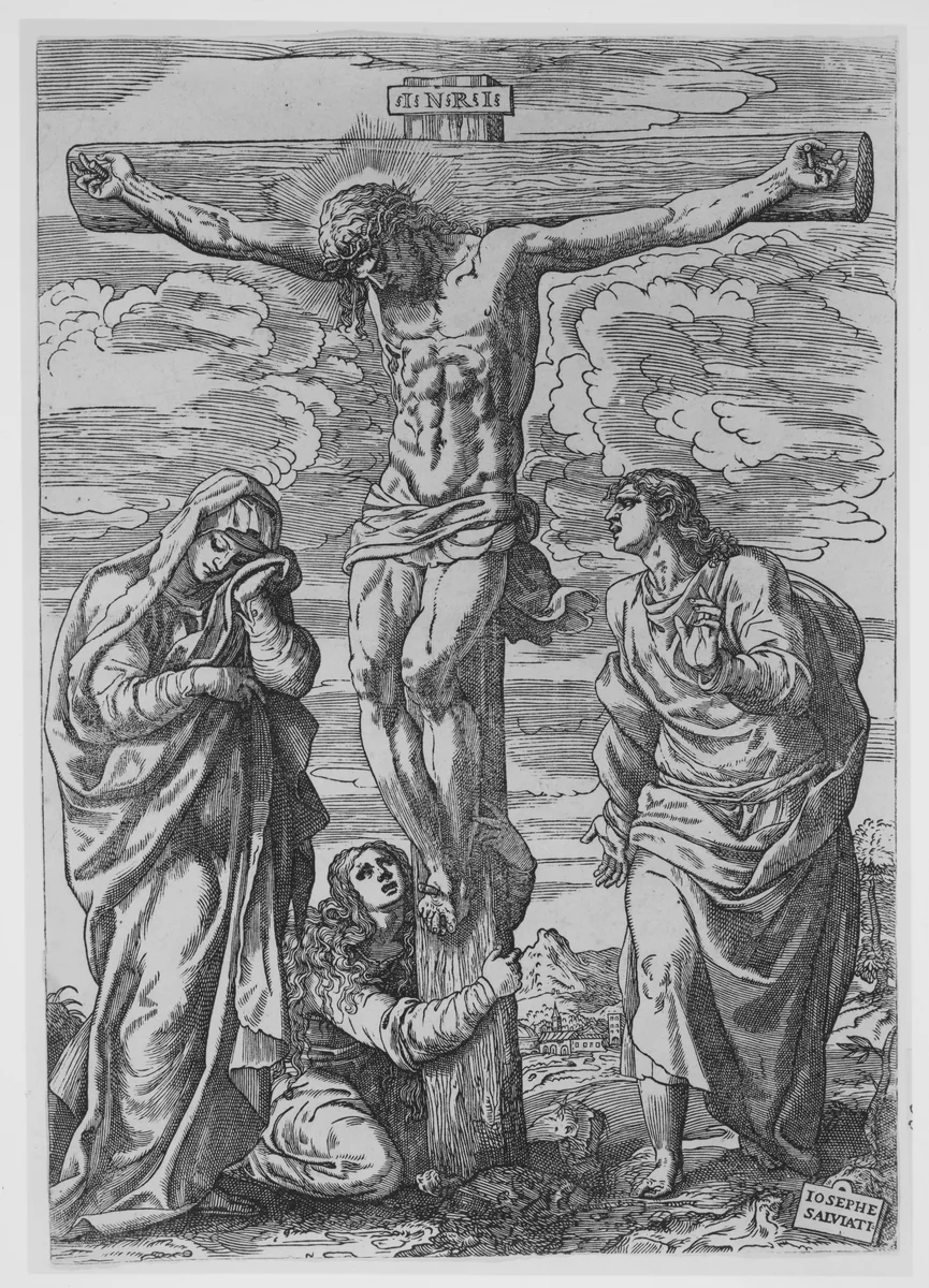 The Crucifixion by Giuseppe Salviati, print, 1556