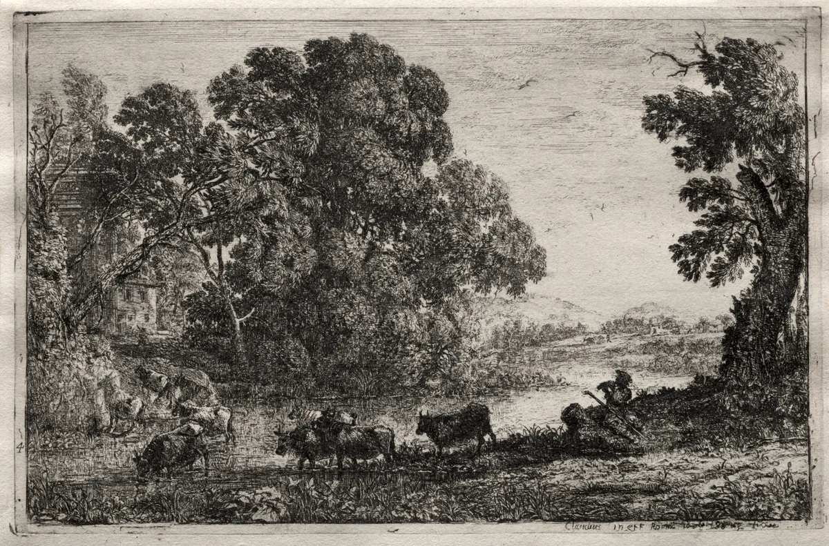 The Cowherd by Claude Lorrain, print, 1636