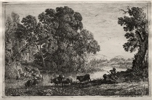 The Cowherd by Claude Lorrain, print, 1636