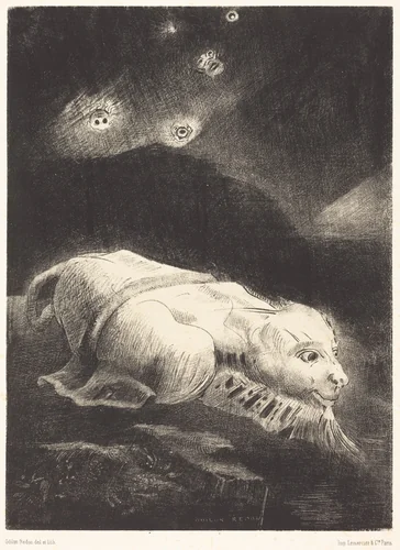 Quand s'eveillait la Vie au Fon de la matiere obscure (When life was awakening in the depths of obscure matter) by Odilon Redon, print, 1883