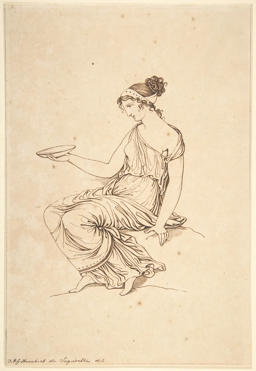 A Seated Woman in Profile by David-Pierre Giottino Humbert de Superville, drawing, 1780-1849