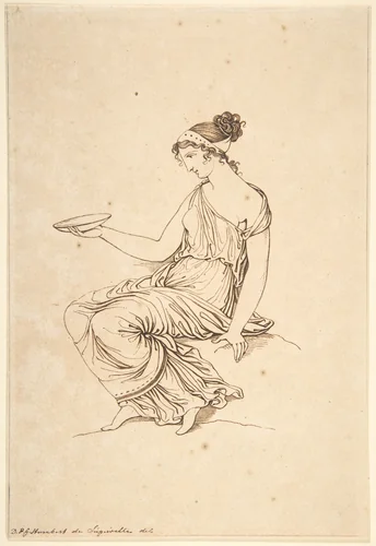 A Seated Woman in Profile by David-Pierre Giottino Humbert de Superville, drawing, 1780-1849