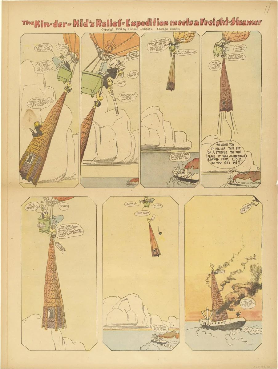 The Kin-der-Kid's Relief-Expedition Meets a Freight-Steamer from The Chicago Sunday Tribune by Lyonel Feininger, print, 1906
