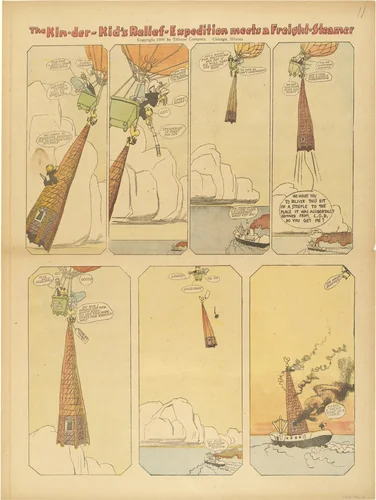 The Kin-der-Kid's Relief-Expedition Meets a Freight-Steamer from The Chicago Sunday Tribune by Lyonel Feininger, print, 1906