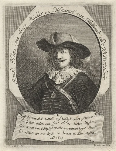Portret van Philips van Dorp, vlootvoogd by Salomon Savery, print, 1634-1665
