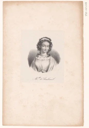 Portret van Marie-Maurille de Sombreuil by anonymous, print, 1818-1842