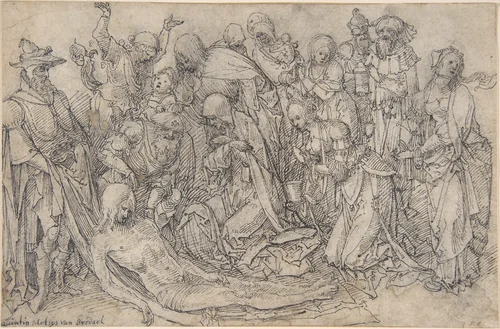 The Lamentation by Jan de Beer, drawing, 1495-1520