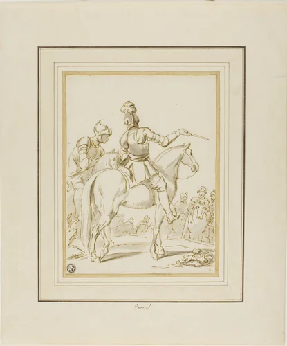 Knights on Horseback by Charles Parrocel, drawing, 1708-1752