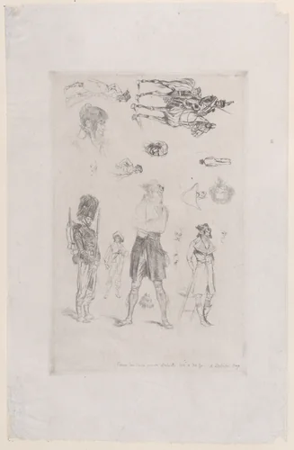 Sheet of sketches (Feuille de Croquis) by Edouard Detaille, print, 1868