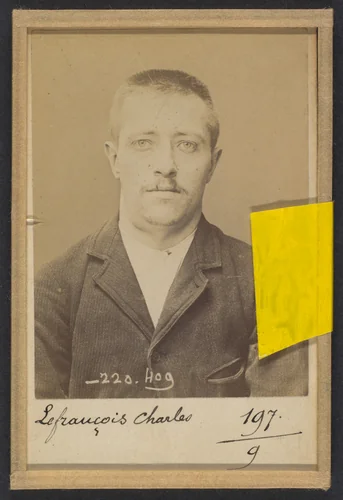 Lefrançois. Charles, Albert. 27 ans, né le 10/11/67 à Paris XXe. Horloger. Anarchiste. 2/7/94. by Alphonse Bertillon, photograph, 1894