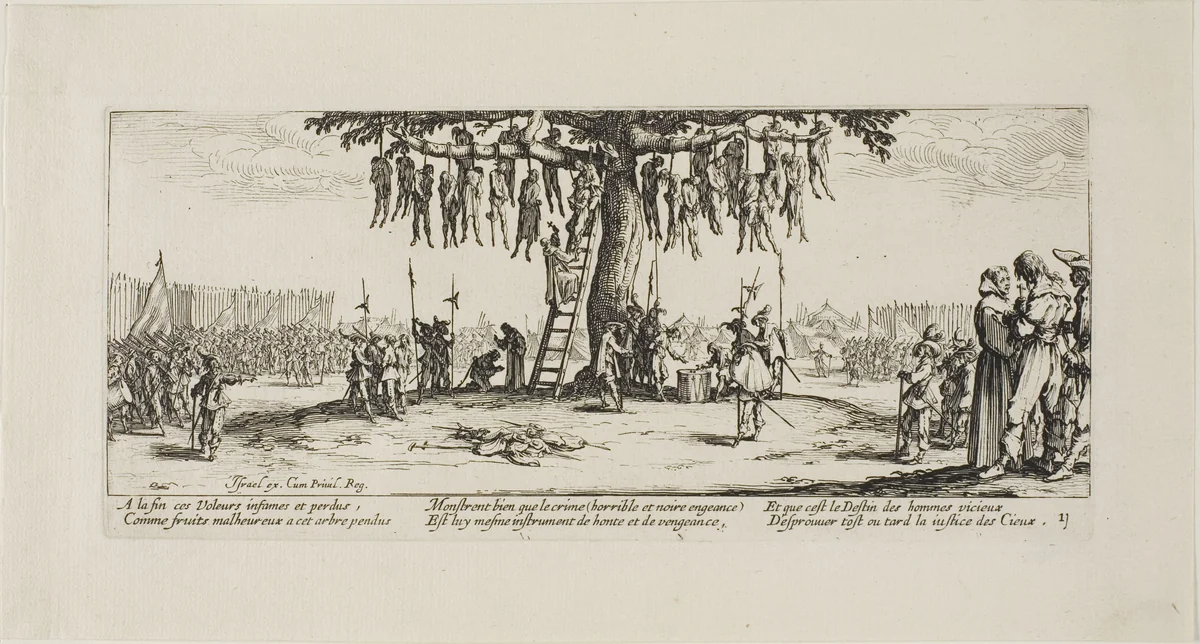 The Hanging, plate eleven from The Miseries of War by Jacques Callot, print, 1633